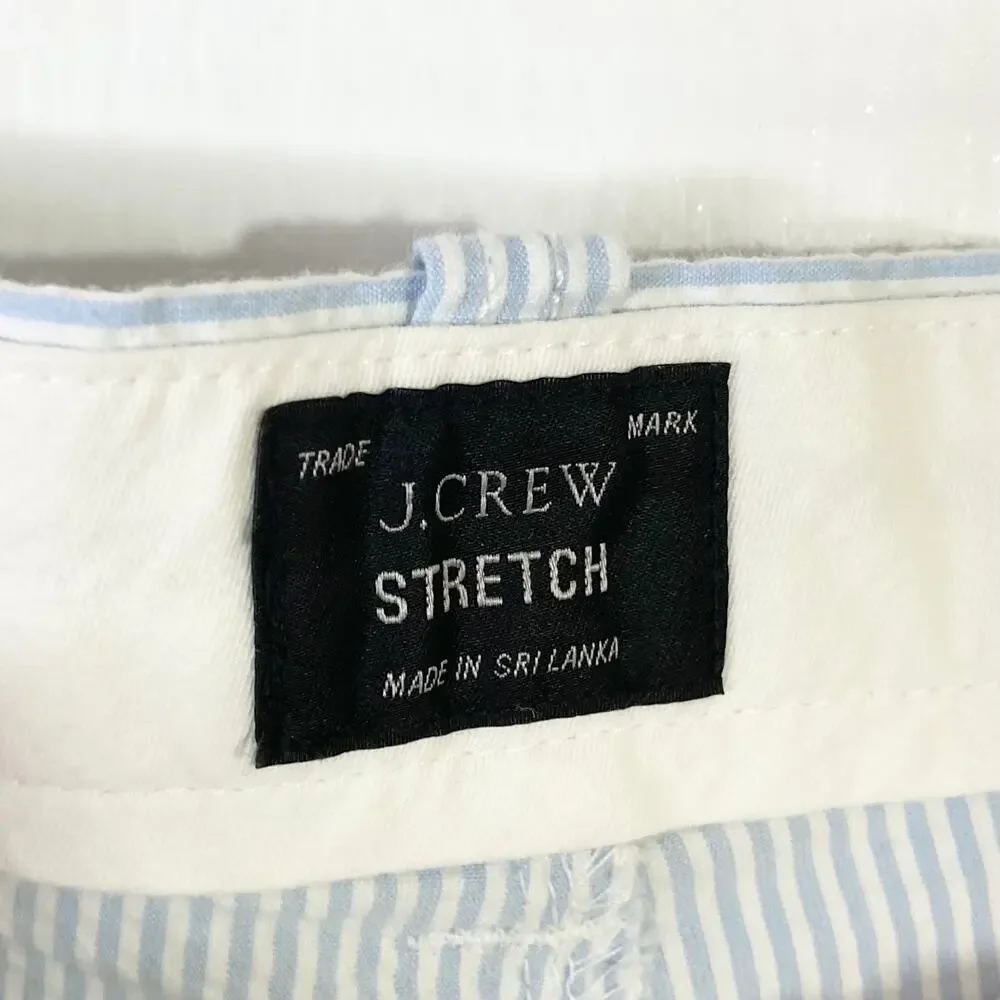 NWOT J CREW Shorts Men 34 9” Inseam Stripe Blue White Seersucker 4 Pocket Cotton